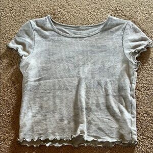American Eagle Outfitters Light Gray Ribbed Tee